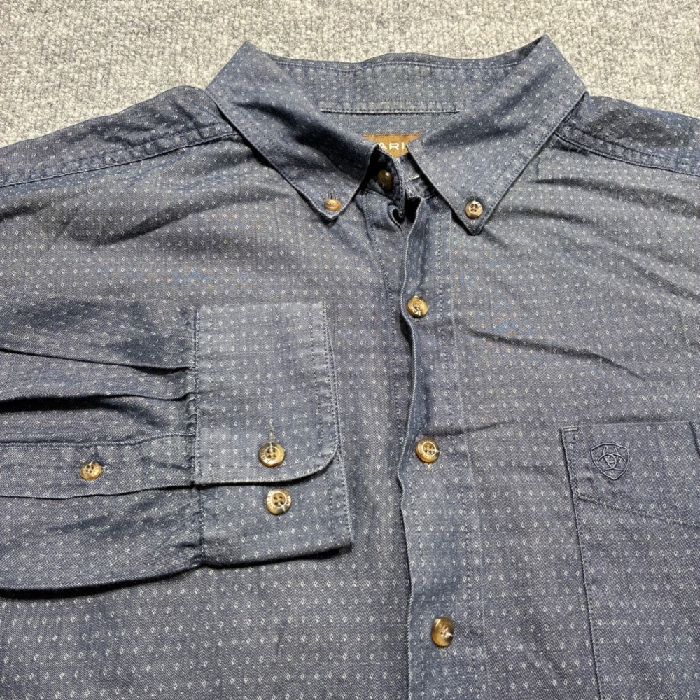 Ariat Button Down Shirt Mens XXL Blue‎ Geometric Long Sleeve Western Cowboy